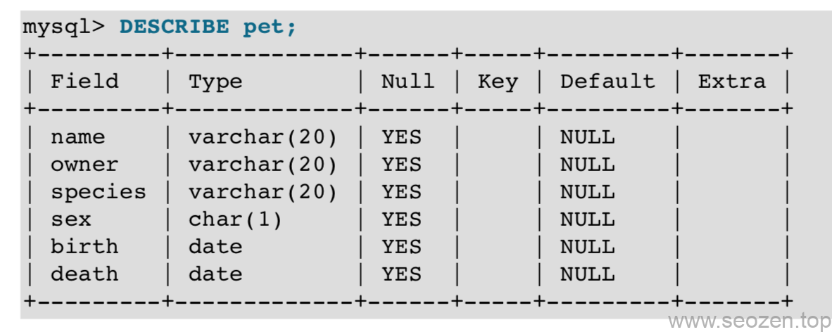 mysql-describe-table